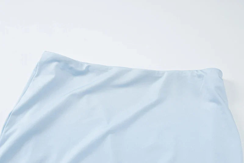 סט שיפון שני חלקים חולצת כתפיים חשופות וחצאית מקסי בעיצוב שקוף - בלום