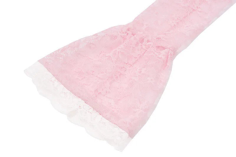 שמלת מיני תחרה בעיטור עליונית שרוולים סגירת קשירה - פולינה