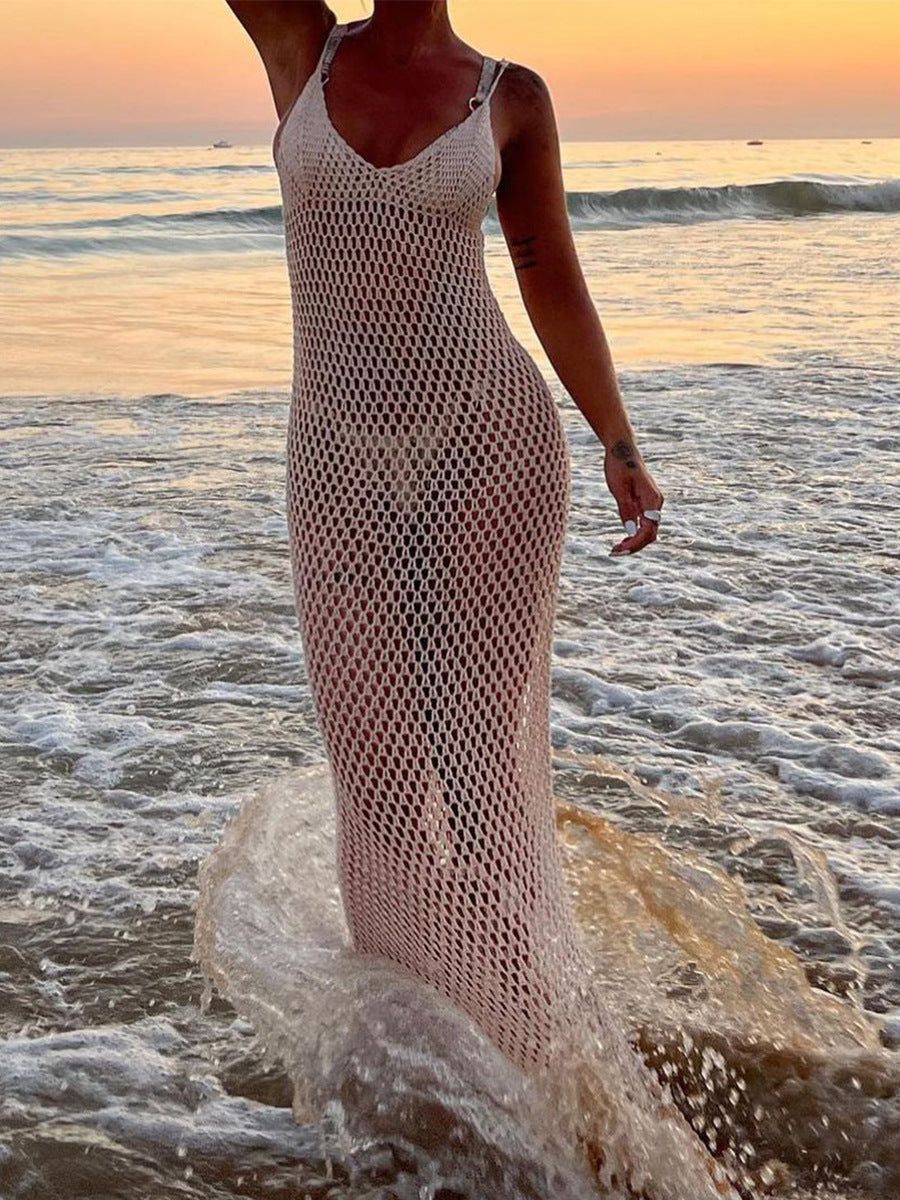 שמלת חוף רשת מקסי גב פתוח - Capri