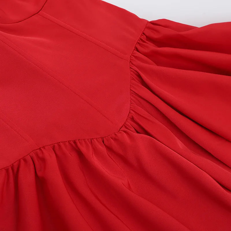 שמלת מיני בגזרת A קשירה בגב בעטור פפיון - דמי