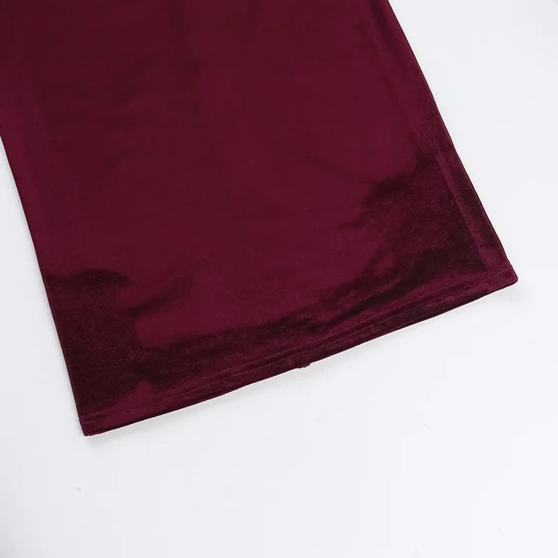 שמלת מידי קטיפה בעיטור קיפולים כתפיים חשופות שרוולי רשת - Johanna