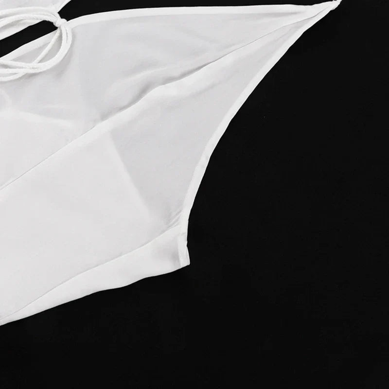 סט שני חלקים טופ קשירות וכנסיים קצרים - REBEKA