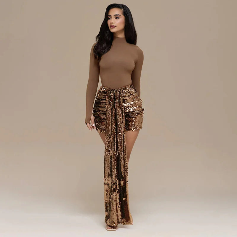 Two-piece set: sequin mini skirt and blouse - ZOEY