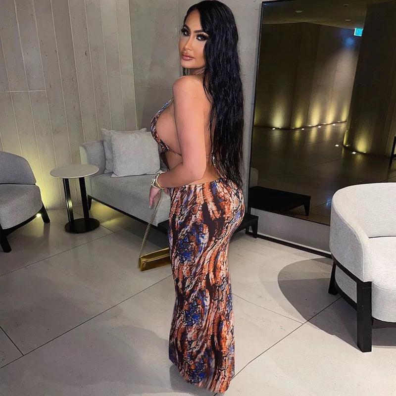 שמלת מקסי פתחים בהדפס טאי דאי - וונדה