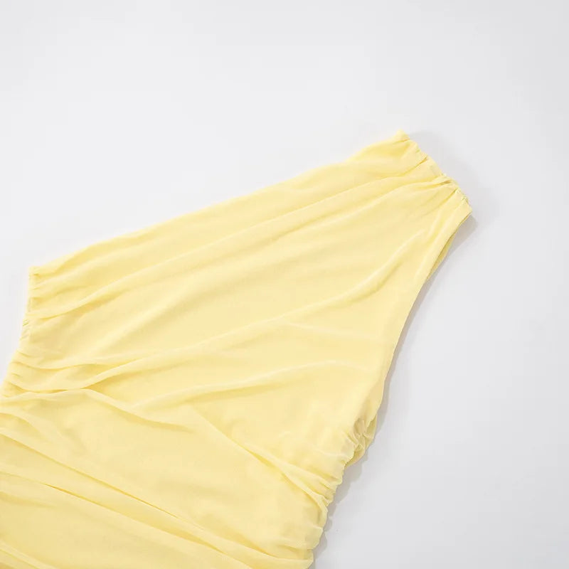 שמלת מקסי כיווצים בעיצוב תחרה - אמריז'ה