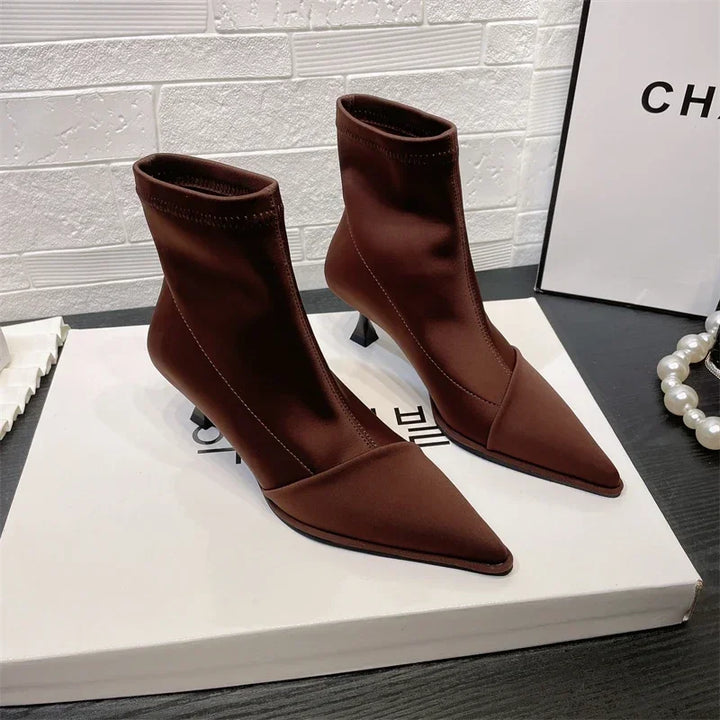 Silk satin pointed toe boots - Liran