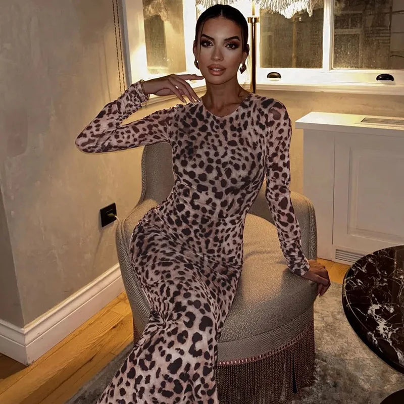 שמלת מקסי שיפון מנומרת - טנזניה