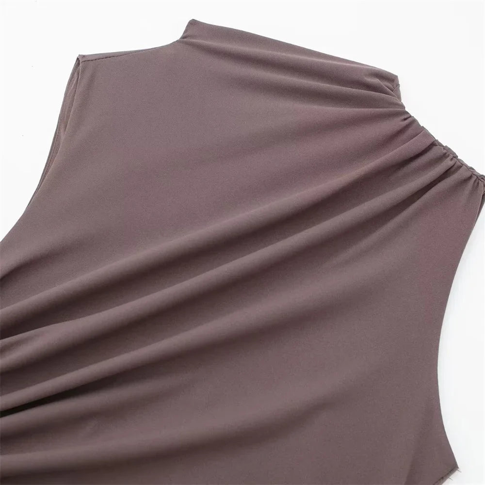 שמלת מקסי אלגנטית צמודה בעיצוב כיווצים - לוזיאנה