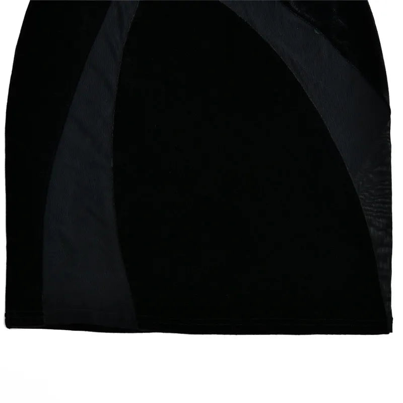 שמלת מיני קטיפה בעיצוב רשת - TESA