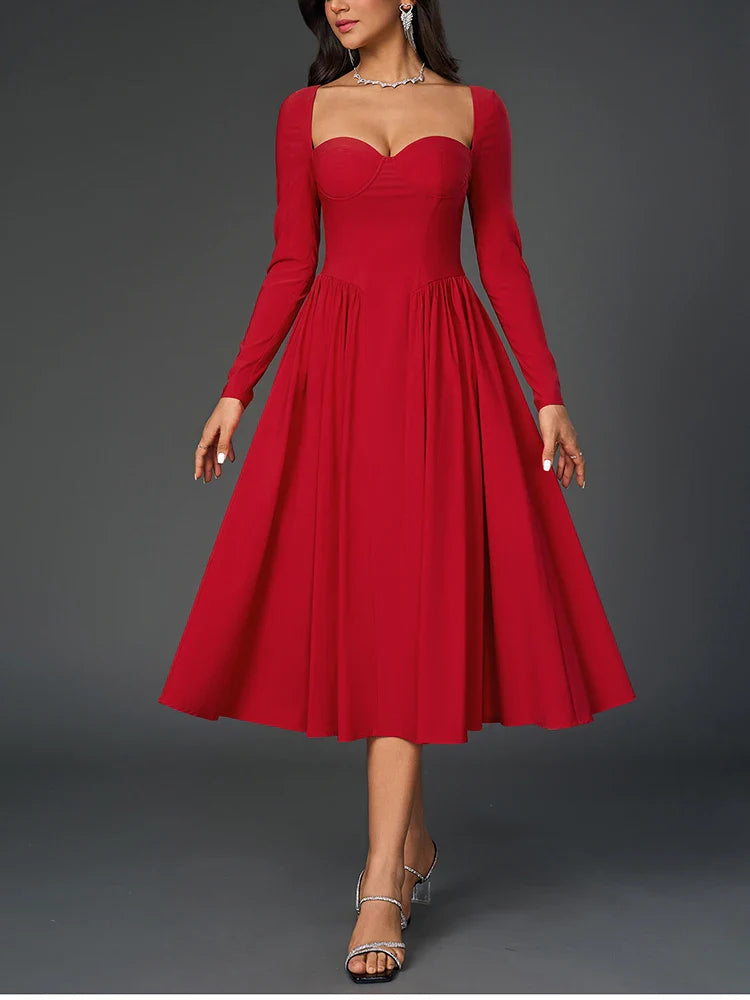 שמלת מידי בגזרת A בעיצוב כפרי - Giuliana