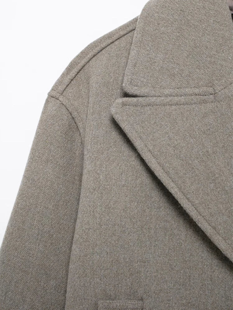 מעיל צמר קצר סגירת כפתורים - וולה