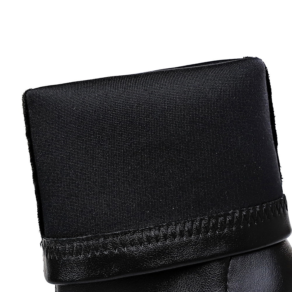 Faux leather heeled boots with warm fur lining - DORI