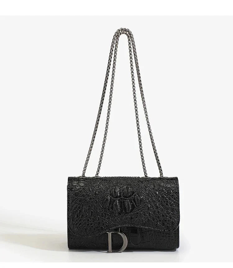 Glitter faux leather bag with D design