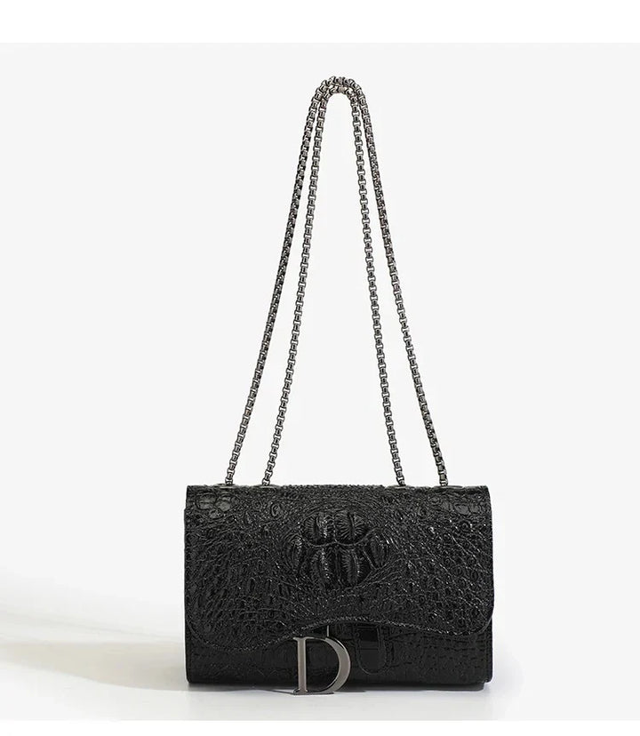 Glitter faux leather bag with D design