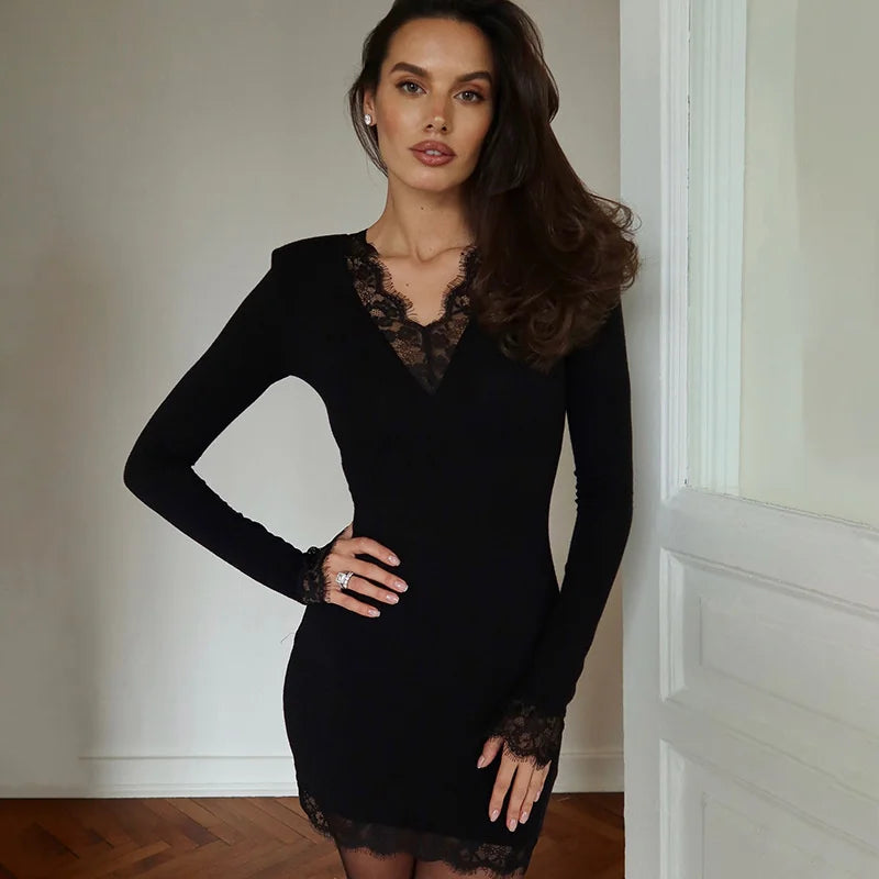 Mini dress with lace trim - MIRAN