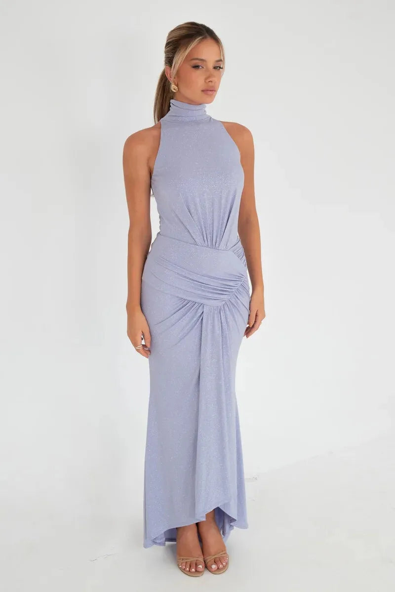 שמלת מקסי נצנצים גולף בעיטור קיפולים - ADELA