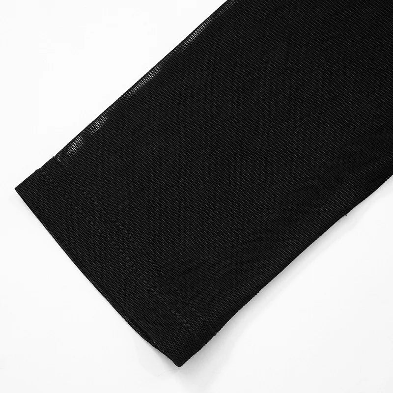 שמלת מיני סאטן צווארון גולף בעיצוב רשת מחוך ופתחים -  DIANA