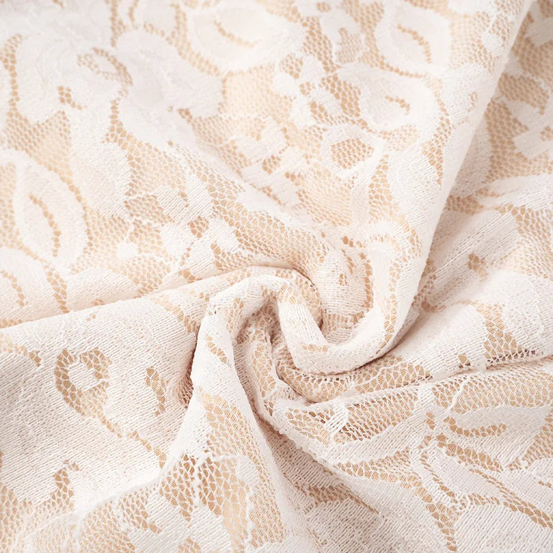 סט תחרה שני חלקים טופ גופיה וחצאית מידי - משי