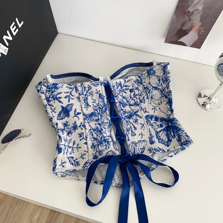 Corset with flower and butterfly design