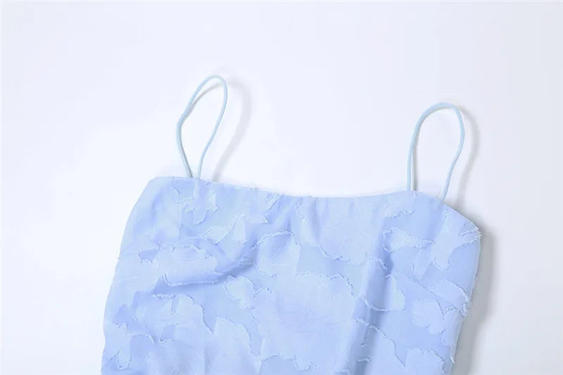 שמלת מקסי שיפון בעיטור רקמת עלים קשירה בגב להצמדה במותן - מונה ליז