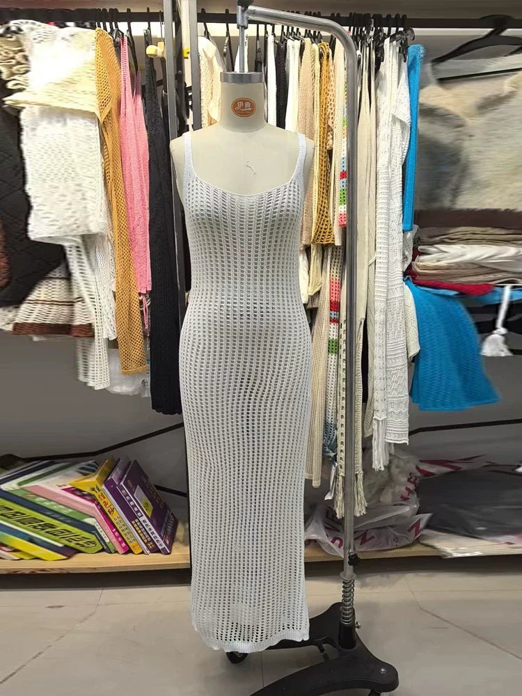 שמלת חוף מקשי רשת גב פתוח - SUN