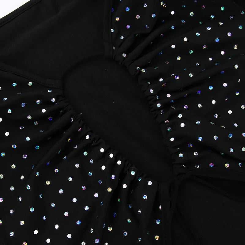 שמלת ערב מקסי נצנצים בעיטור מחשוף קשירה - מיכאלה