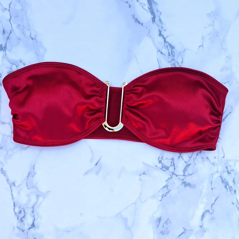 בגד ים סטרפלס גזרה גבוהה - ARIEL