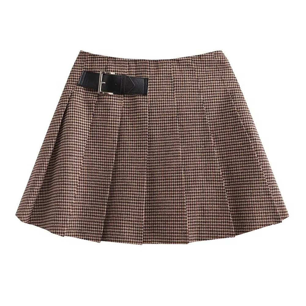 סט שני חלקים משובץ סטייל קולג' GIRL חצאית מיני ובלייזר - קוני