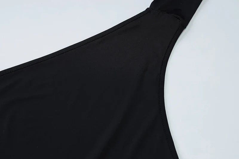 שמלת מיני גב פתוח צווארון אסימטרי בעיטור קשירה בצוואר - ריין