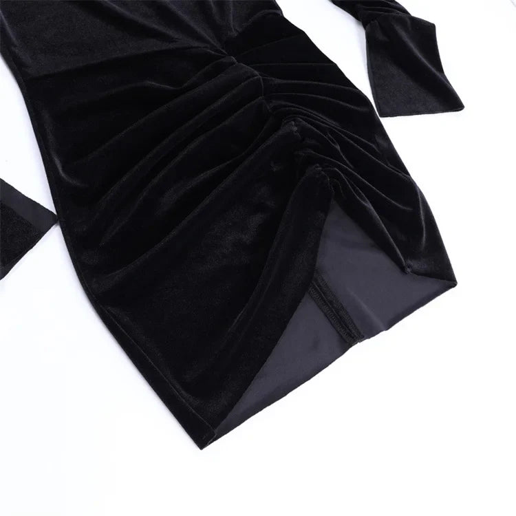 שמלת מיני גולף קטיפה בעיצוב כיווצים - Julia