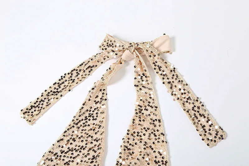 שמלת מקסי בעיטור פייטים גב חשוף צווארון נופל - Arabella