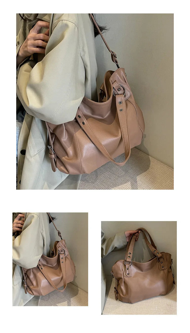 Retro design faux leather bag