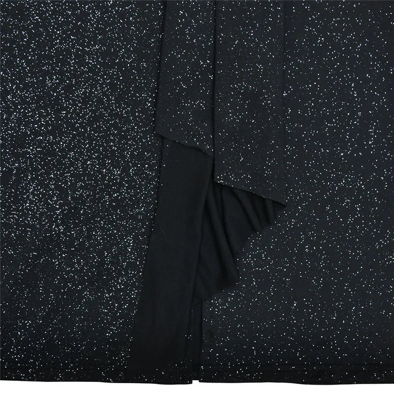 שמלת מקסי נצנצים בעיצוב כיווצים מחשוף V עמוק - אריקה