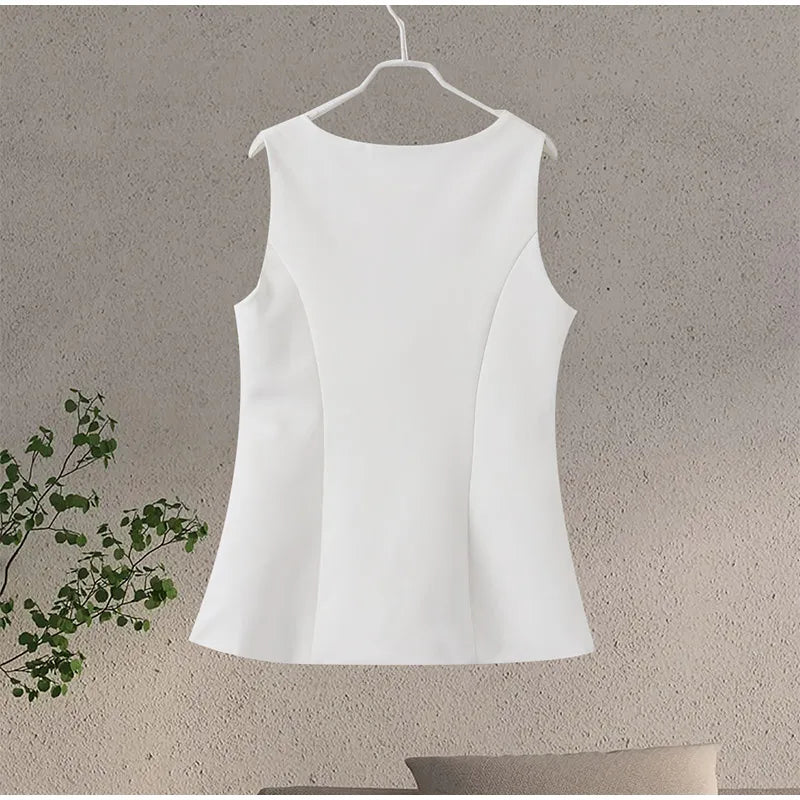 סט שני חלקים אלגנטי חצאית מיני ווסט כפתורים - ולנטינה