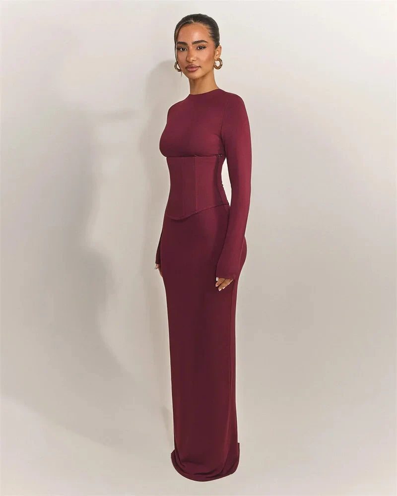 Maxi dress with corset design - TOHAR