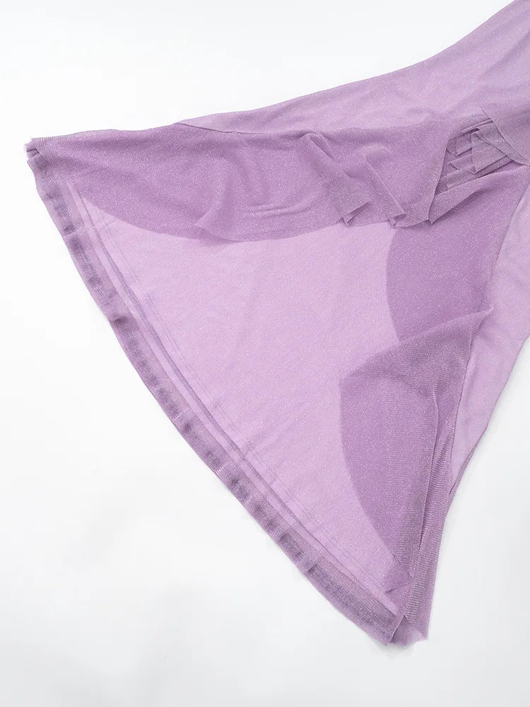 שמלת מקסי נצנצים בעיטור מלמלה ופפיון - נואלה