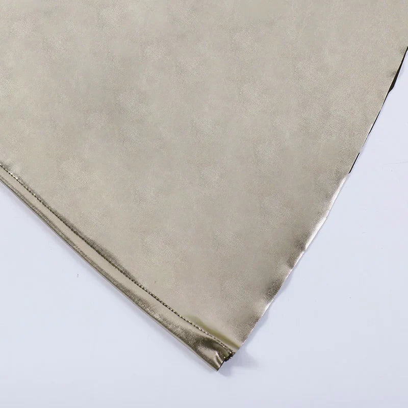 שמלת מקסי בגוון ברונזה מטאלי בעיצוב קשירה בכתפיות גב פתוח - ננסי