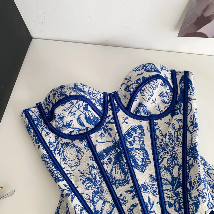 Corset with flower and butterfly design
