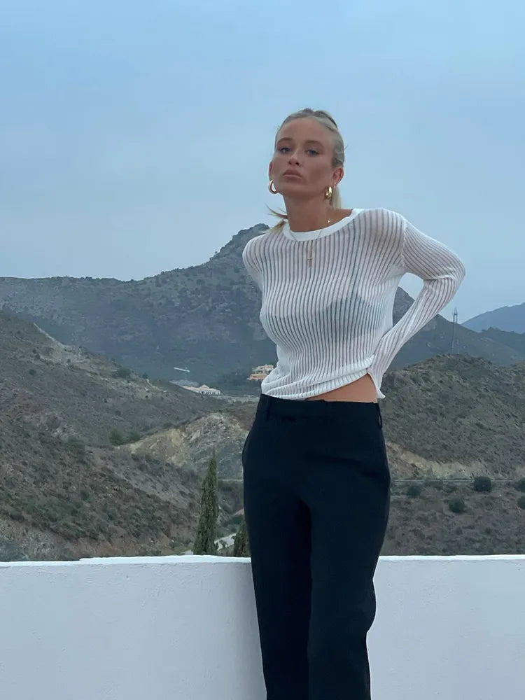 חולצת פסים חצי שקופה - קטלין