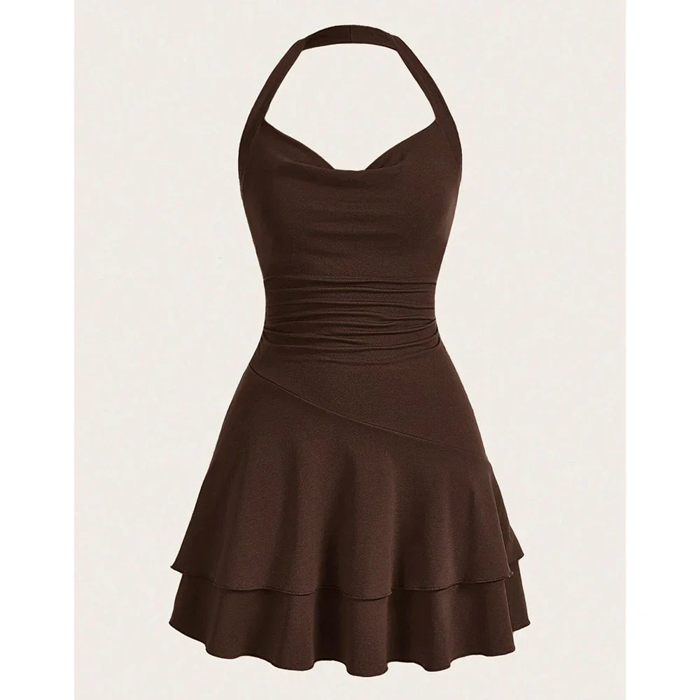 שמלת מיני מלמלה מדורגת גב פתוח - Ashly