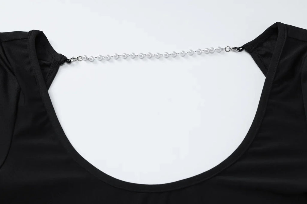 שמלת מקסי גב ומותן פתוח בעיטור שרשראות - דניס