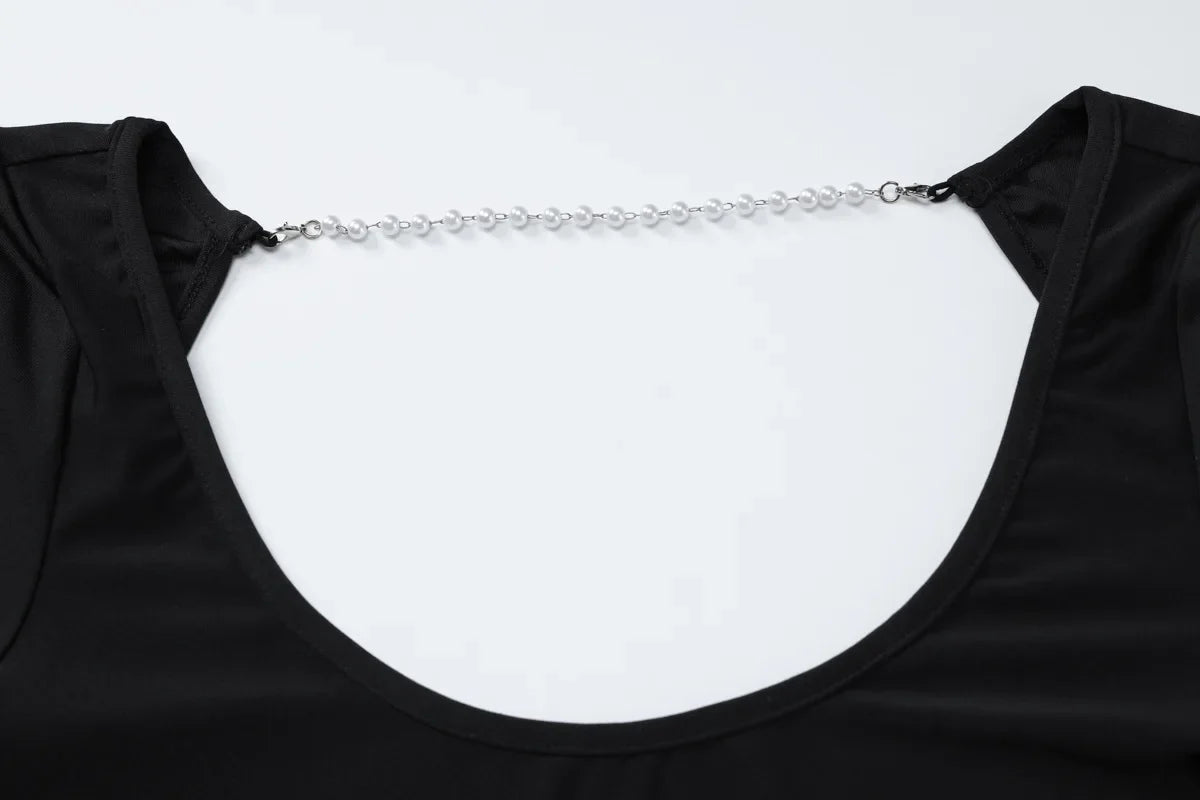 שמלת מקסי גב ומותן פתוח בעיטור שרשראות - דניס