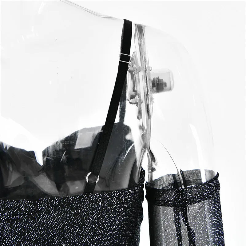 שמלת מיני נצנצים בעיצוב מלמלה בעיטור כפפות תואמות - ברוק