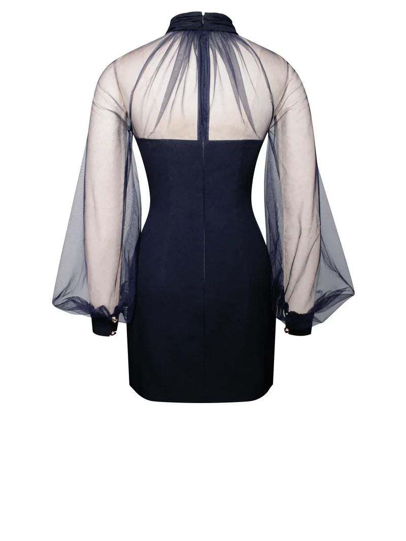 שמלת מיני צמודה בעיצוב מחויט שרוולי שיפון - דרווין