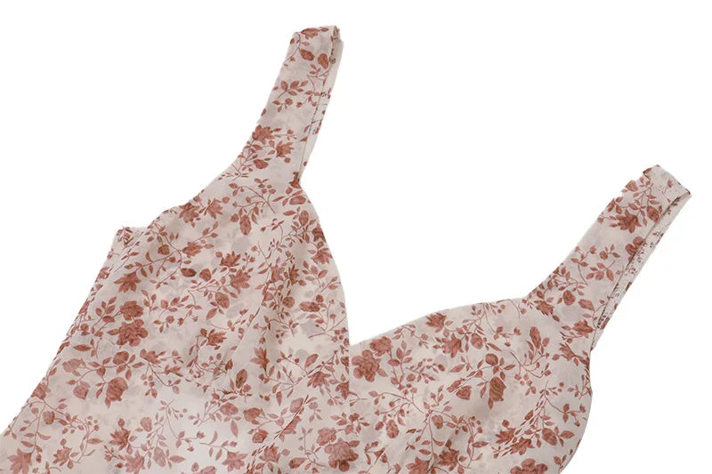 שמלת מקסי פרחונית גב פתוח שסע בתוספת צעיף - אליי