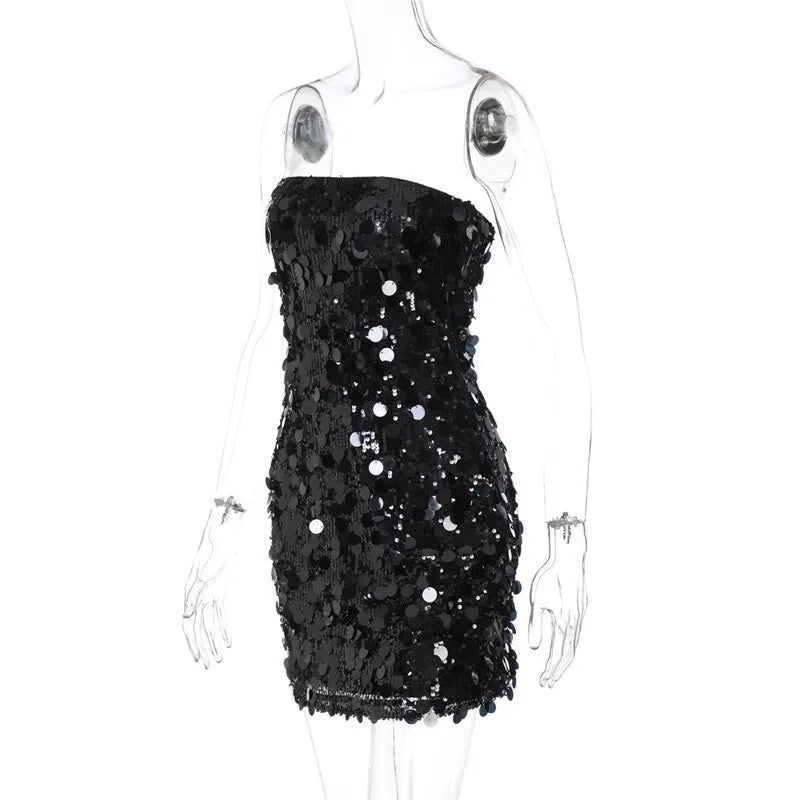 שמלת מיני סטרפלס פייטים - Allison