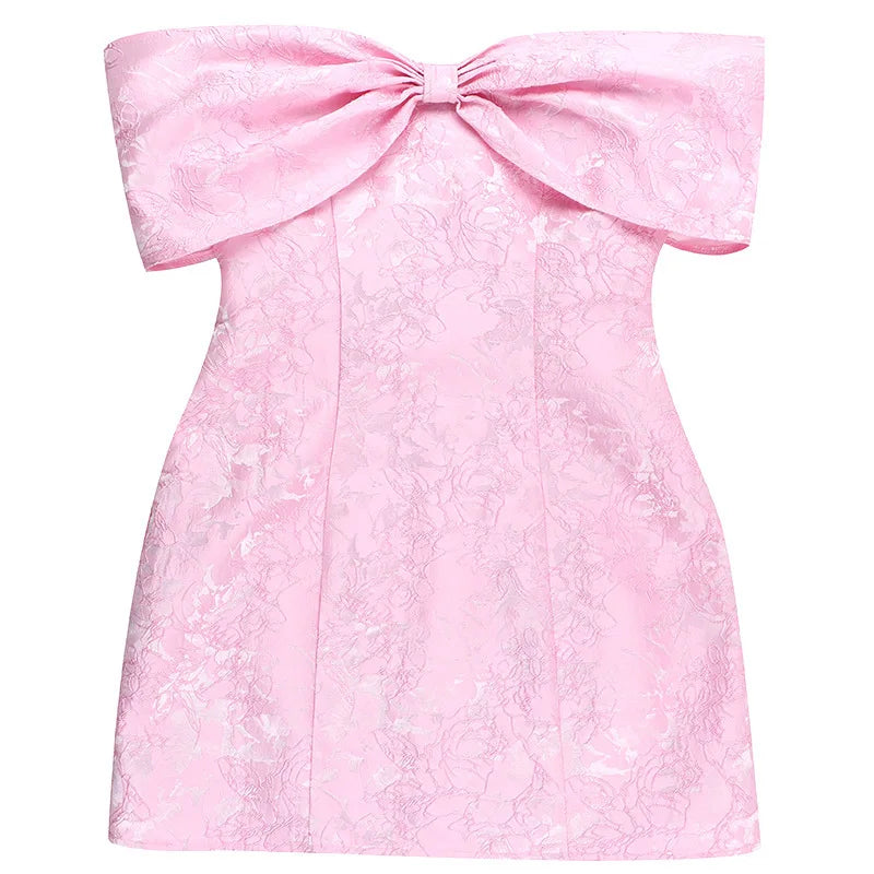 שמלת מיני בגזרת A בעיצוב פפיון בעיטור רקמת איורי פרחים - Lenora