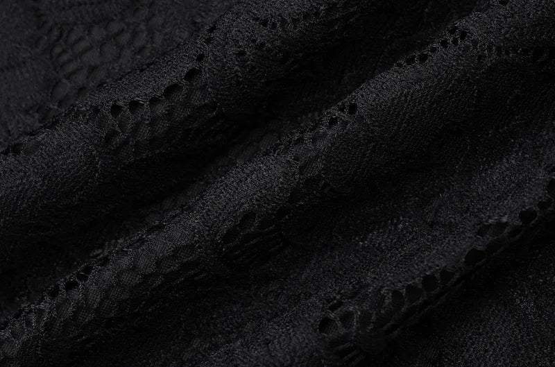 שמלת מקסי תחרה צווארון חצי גולף בשילוב תחתית אטומה - Zahra