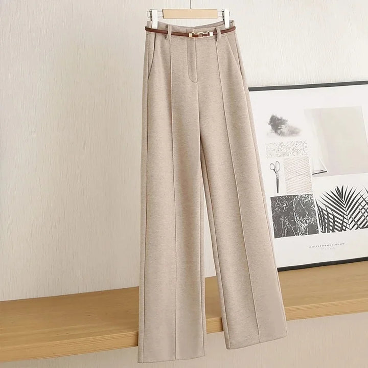 Tailored wool pants with elegant belt decoration