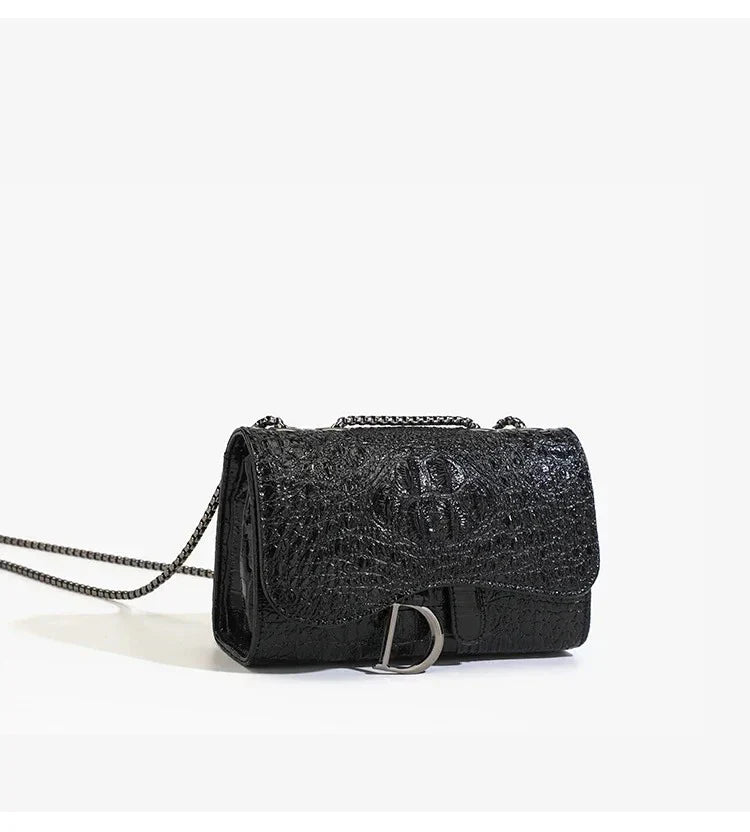 Glitter faux leather bag with D design